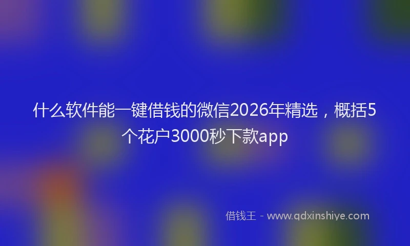 什么软件能一键借钱的微信2026年精选，概括5个花户3000秒下款app