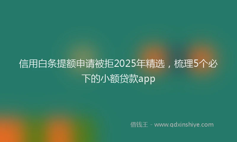 信用白条提额申请被拒2025年精选，梳理5个必下的小额贷款app