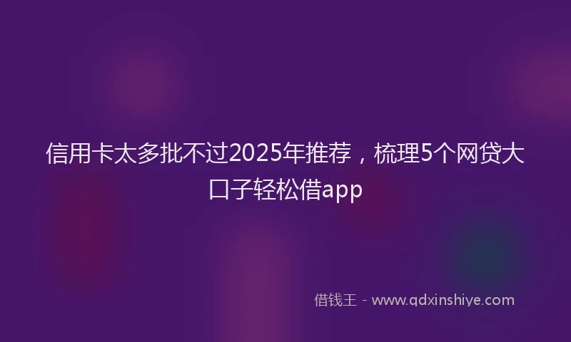 信用卡太多批不过2025年推荐，梳理5个网贷大口子轻松借app