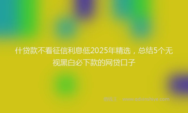 什贷款不看征信利息低2025年精选,总结5个无视黑白必下款的网贷口子