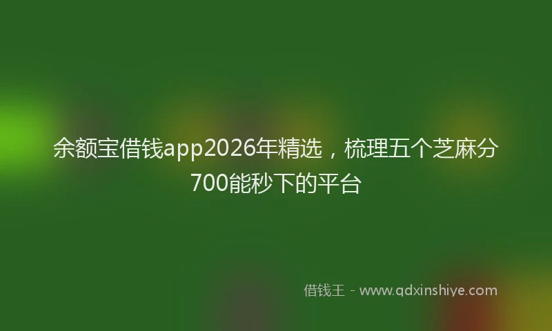余额宝借钱app2026年精选，梳理五个芝麻分700能秒下的平台