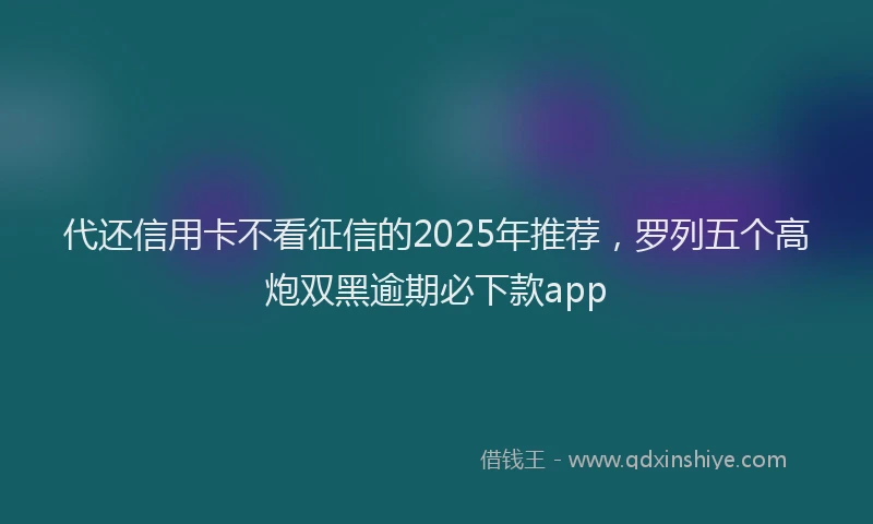 代还信用卡不看征信的2025年推荐，罗列五个高炮双黑逾期必下款app
