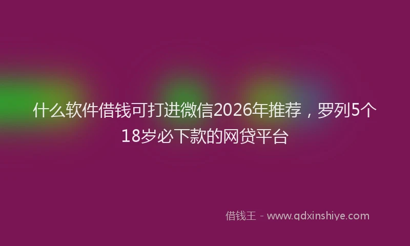 什么软件借钱可打进微信2026年推荐，罗列5个18岁必下款的网贷平台