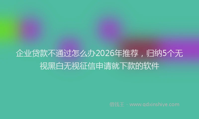 企业贷款不通过怎么办2026年推荐,归纳5个无视黑白无视征信申请就下款的软件