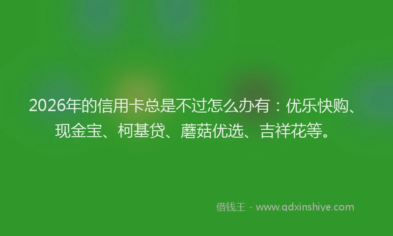 2026年的信用卡总是不过怎么办有：优乐快购、现金宝、柯基贷、蘑菇优选、吉祥花等。