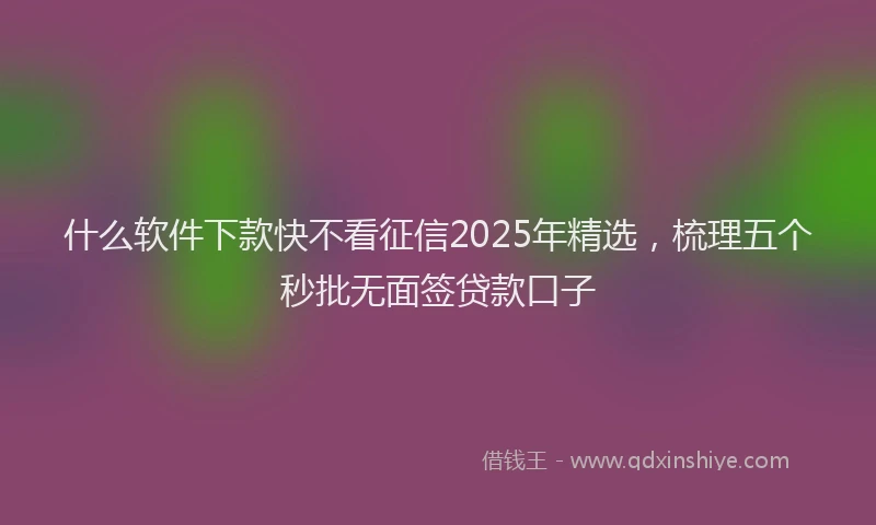 什么软件下款快不看征信2025年精选，梳理五个秒批无面签贷款口子
