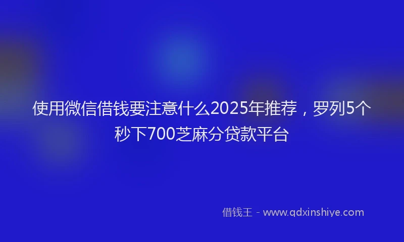使用微信借钱要注意什么2025年推荐，罗列5个秒下700芝麻分贷款平台