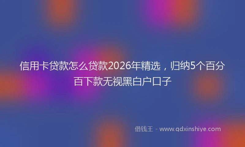 信用卡贷款怎么贷款2026年精选，归纳5个百分百下款无视黑白户口子