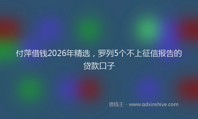 付萍借钱2026年精选，罗列5个不上征信报告的贷款口子