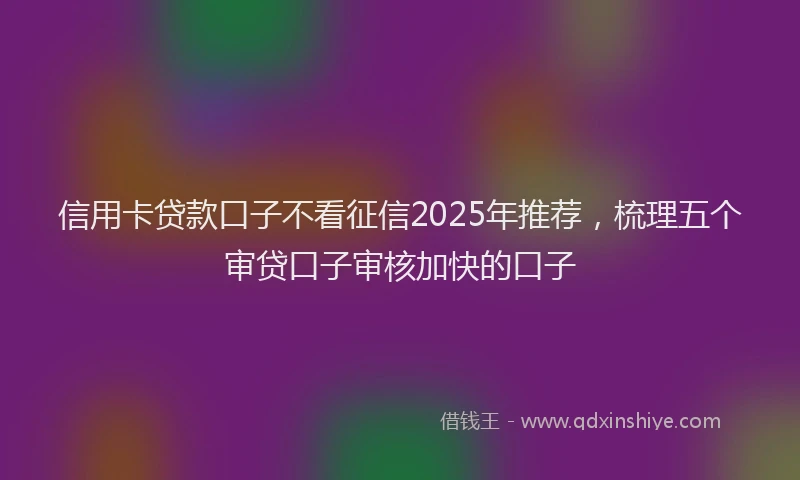 信用卡贷款口子不看征信2025年推荐，梳理五个审贷口子审核加快的口子