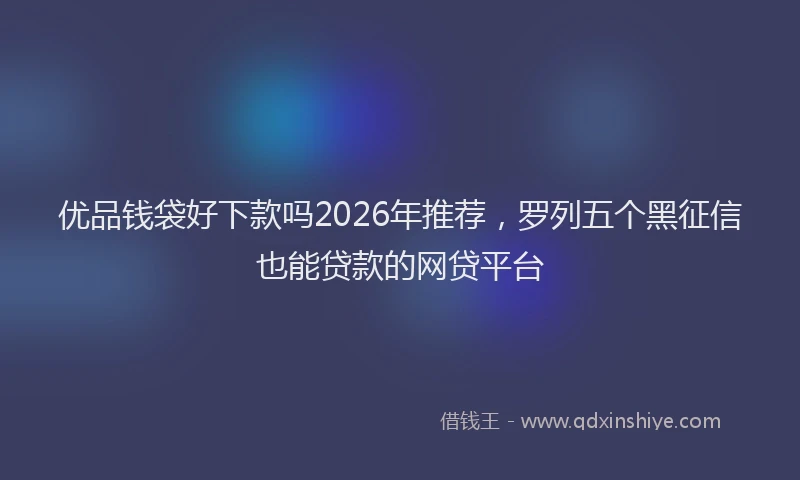 优品钱袋好下款吗2026年推荐，罗列五个黑征信也能贷款的网贷平台