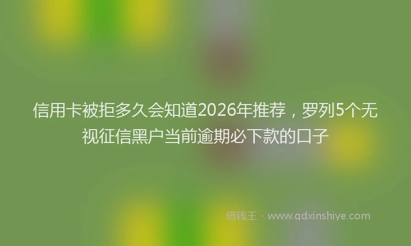 信用卡被拒多久会知道2026年推荐，罗列5个无视征信黑户当前逾期必下款的口子