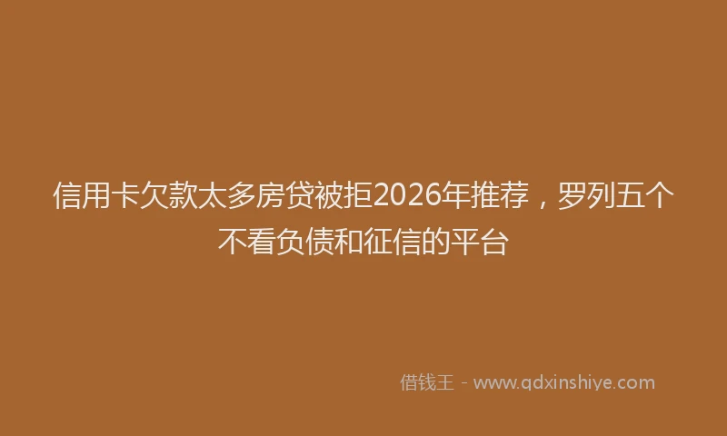 信用卡欠款太多房贷被拒2026年推荐，罗列五个不看负债和征信的平台