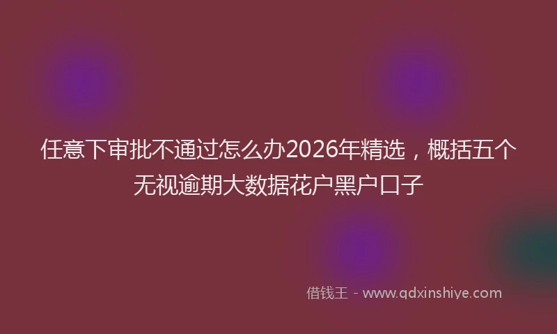 任意下审批不通过怎么办2026年精选，概括五个无视逾期大数据花户黑户口子