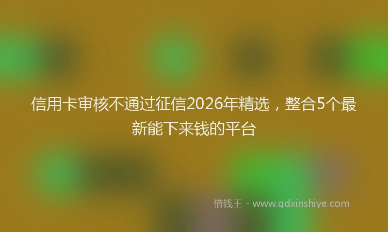 信用卡审核不通过征信2026年精选，整合5个最新能下来钱的平台