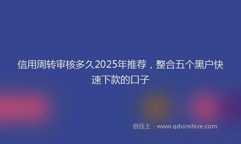 信用周转审核多久2025年推荐，整合五个黑户快速下款的口子