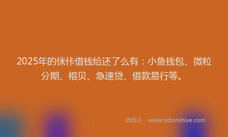 2025年的侎佧借钱给还了么有：小鱼钱包、微粒分期、榕贝、急速贷、借款易行等。