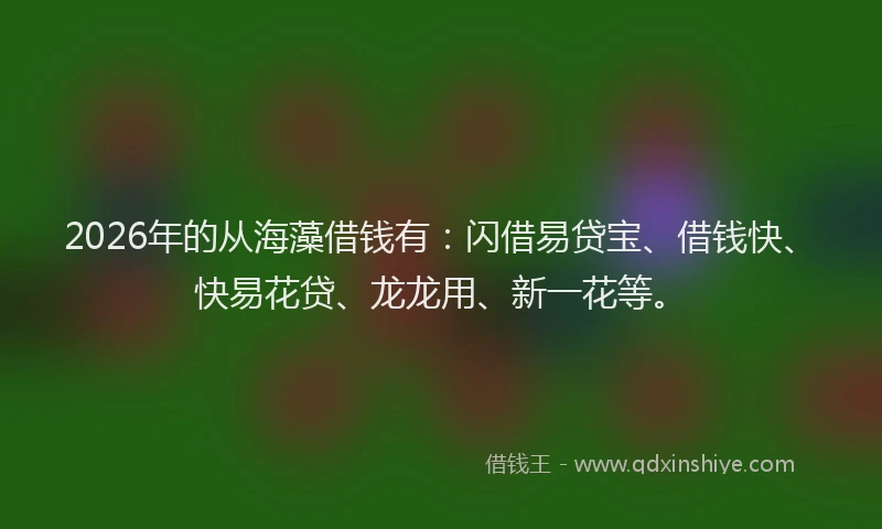 2026年的从海藻借钱有:闪借易贷宝、借钱快、快易花贷、龙龙用、新一花等。