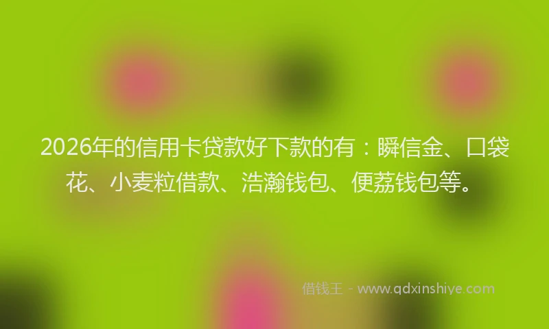 2026年的信用卡贷款好下款的有:瞬信金、口袋花、小麦粒借款、浩瀚钱包、便荔钱包等。