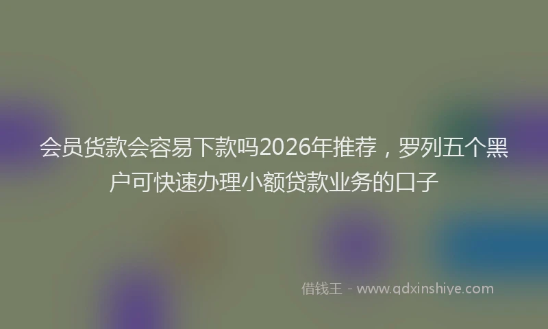会员货款会容易下款吗2026年推荐，罗列五个黑户可快速办理小额贷款业务的口子