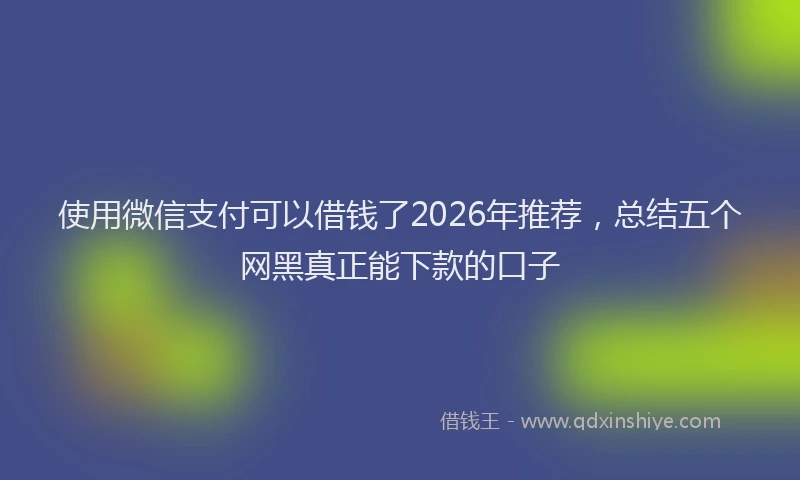 使用微信支付可以借钱了2026年推荐，总结五个网黑真正能下款的口子