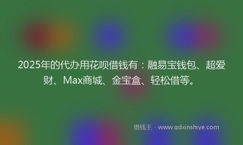 2025年的代办用花呗借钱有：融易宝钱包、超爱财、Max商城、金宝盒、轻松借等。