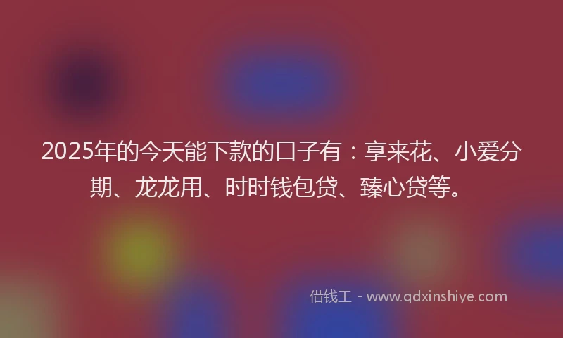 2025年的今天能下款的口子有：享来花、小爱分期、龙龙用、时时钱包贷、臻心贷等。