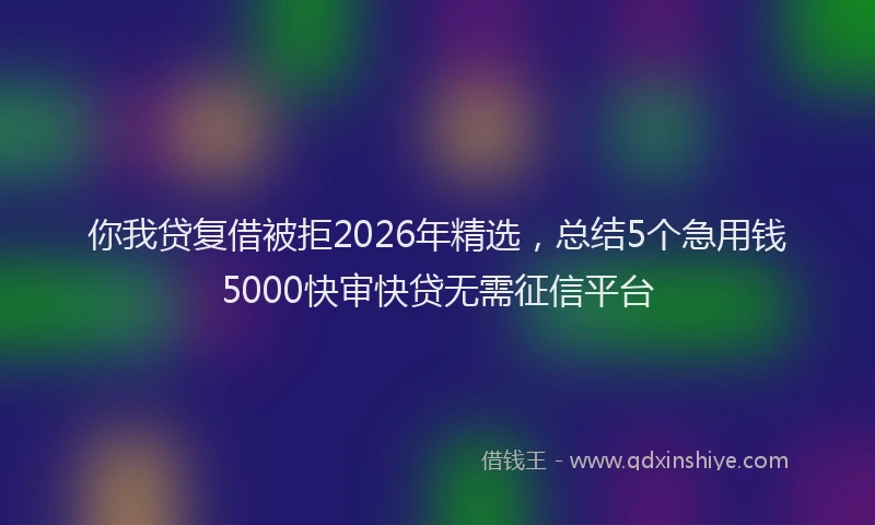 你我贷复借被拒2026年精选，总结5个急用钱5000快审快贷无需征信平台