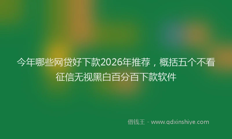 今年哪些网贷好下款2026年推荐，概括五个不看征信无视黑白百分百下款软件