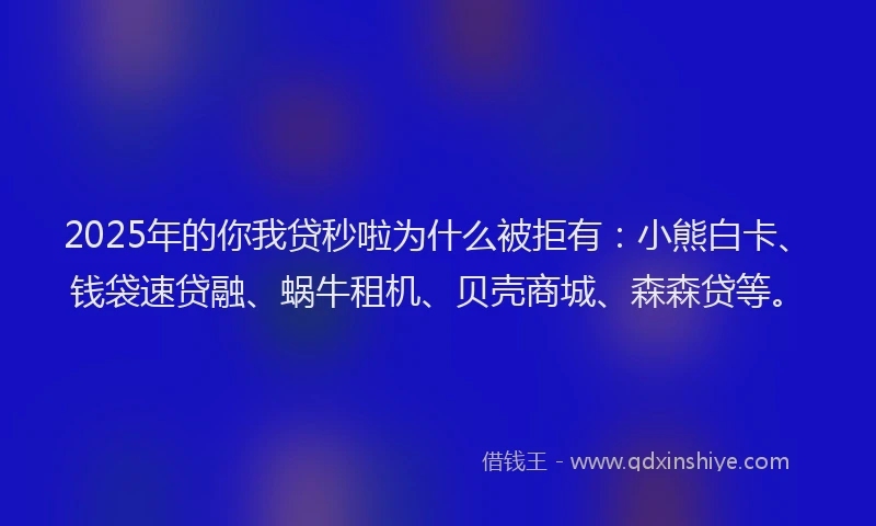 2025年的你我贷秒啦为什么被拒有：小熊白卡、钱袋速贷融、蜗牛租机、贝壳商城、森森贷等。
