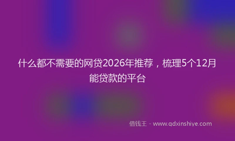 什么都不需要的网贷2026年推荐，梳理5个12月能贷款的平台