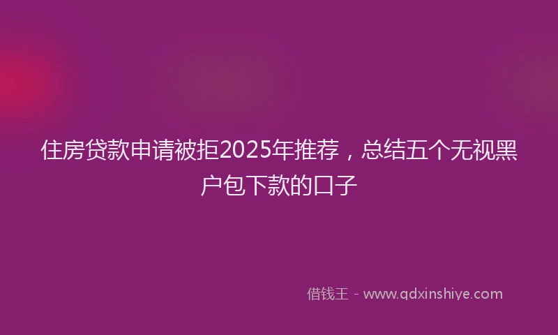 住房贷款申请被拒2025年推荐,总结五个无视黑户包下款的口子