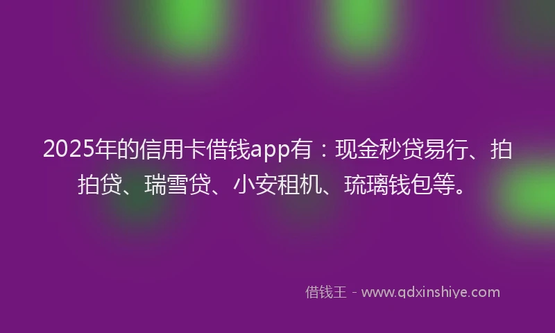 2025年的信用卡借钱app有：现金秒贷易行、拍拍贷、瑞雪贷、小安租机、琉璃钱包等。