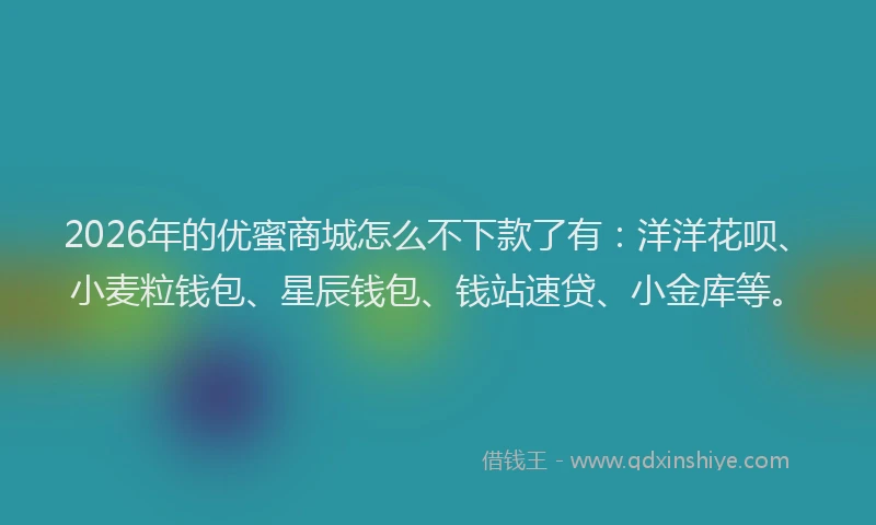 2026年的优蜜商城怎么不下款了有:洋洋花呗、小麦粒钱包、星辰钱包、钱站速贷、小金库等。