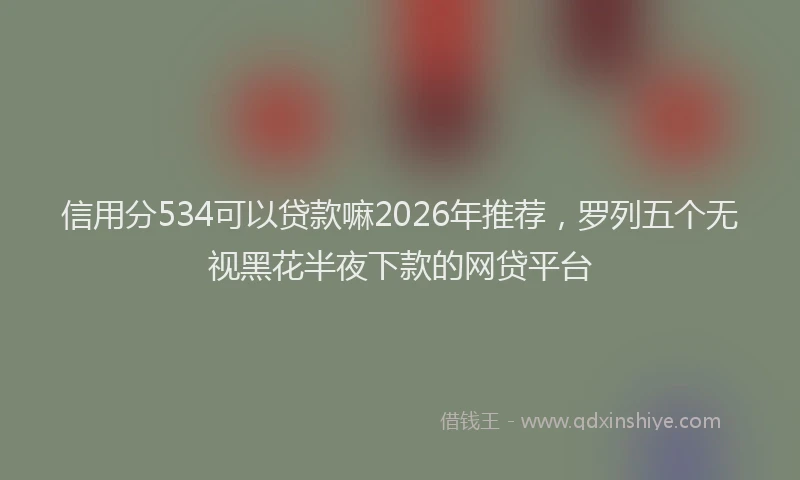 信用分534可以贷款嘛2026年推荐，罗列五个无视黑花半夜下款的网贷平台