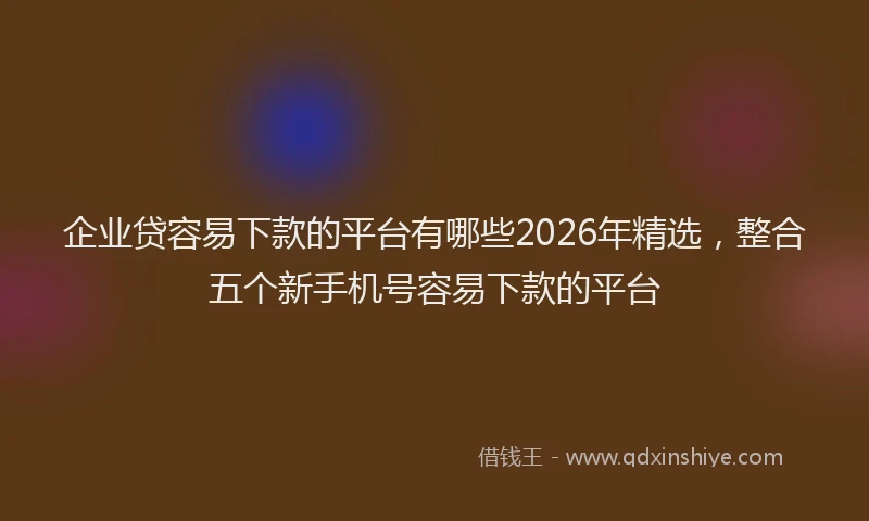 企业贷容易下款的平台有哪些2026年精选，整合五个新手机号容易下款的平台
