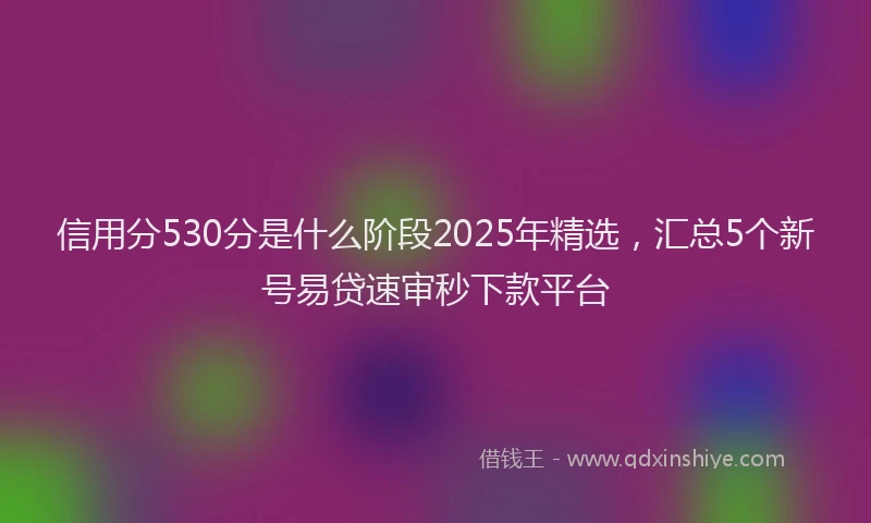 信用分530分是什么阶段2025年精选，汇总5个新号易贷速审秒下款平台