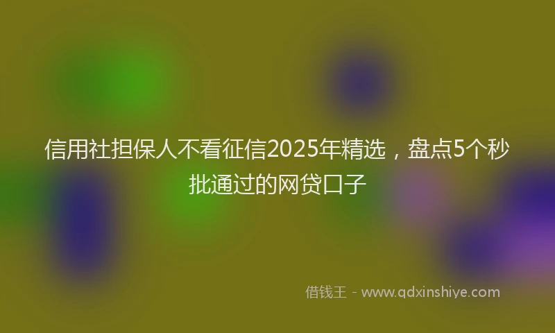 信用社担保人不看征信2025年精选，盘点5个秒批通过的网贷口子