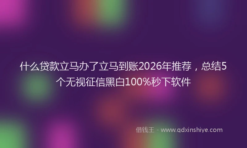 什么贷款立马办了立马到账2026年推荐,总结5个无视征信黑白100%秒下软件