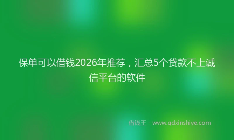 保单可以借钱2026年推荐，汇总5个贷款不上诚信平台的软件