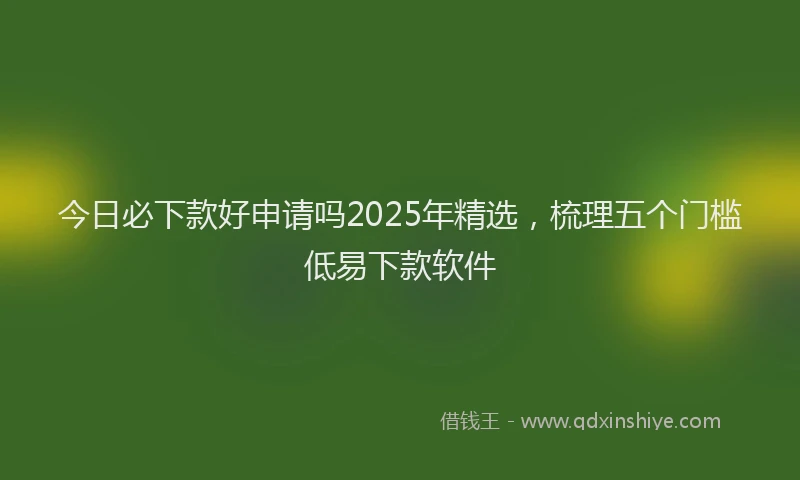 今日必下款好申请吗2025年精选，梳理五个门槛低易下款软件