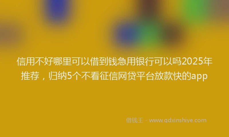 信用不好哪里可以借到钱急用银行可以吗2025年推荐，归纳5个不看征信网贷平台放款快的app