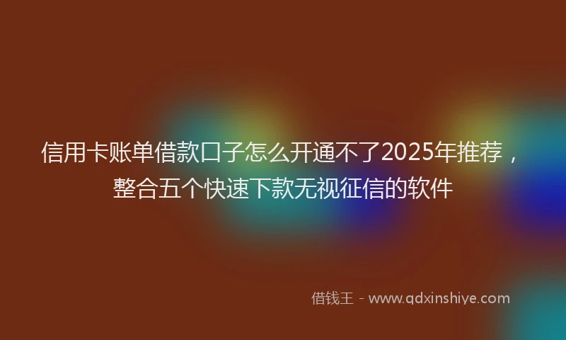 信用卡账单借款口子怎么开通不了2025年推荐，整合五个快速下款无视征信的软件