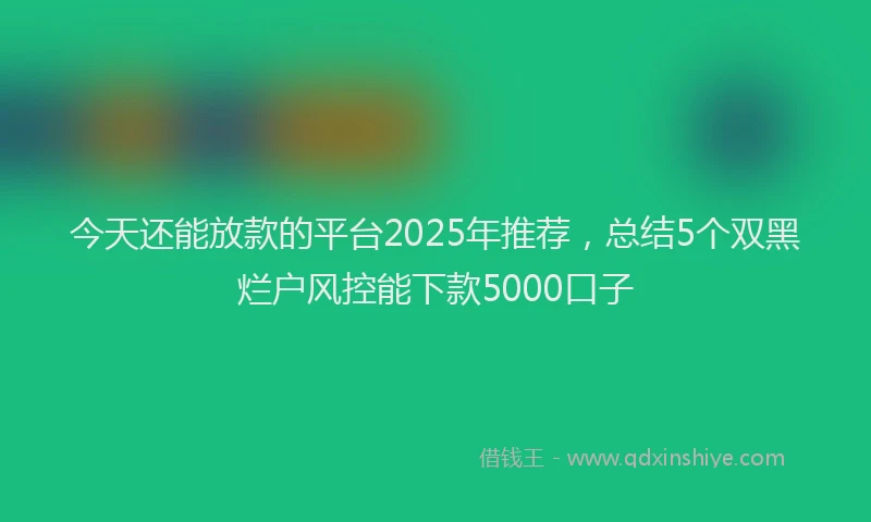 今天还能放款的平台2025年推荐，总结5个双黑烂户风控能下款5000口子