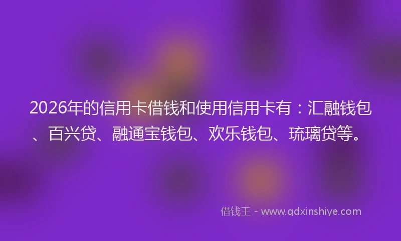 2026年的信用卡借钱和使用信用卡有:汇融钱包、百兴贷、融通宝钱包、欢乐钱包、琉璃贷等。