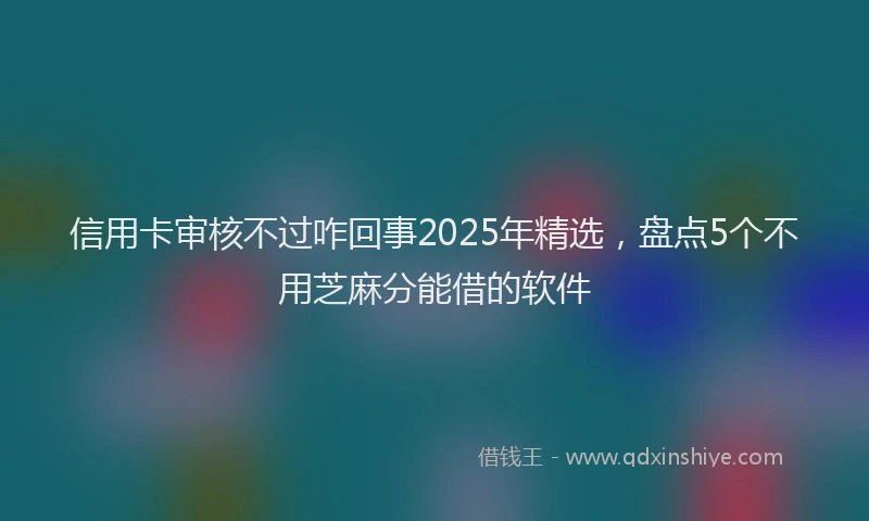 信用卡审核不过咋回事2025年精选，盘点5个不用芝麻分能借的软件