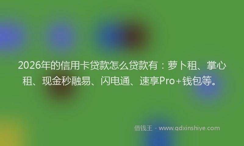 2026年的信用卡贷款怎么贷款有：萝卜租、掌心租、现金秒融易、闪电通、速享Pro+钱包等。