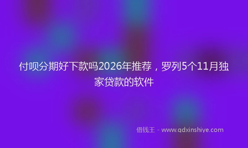 付呗分期好下款吗2026年推荐,罗列5个11月独家贷款的软件
