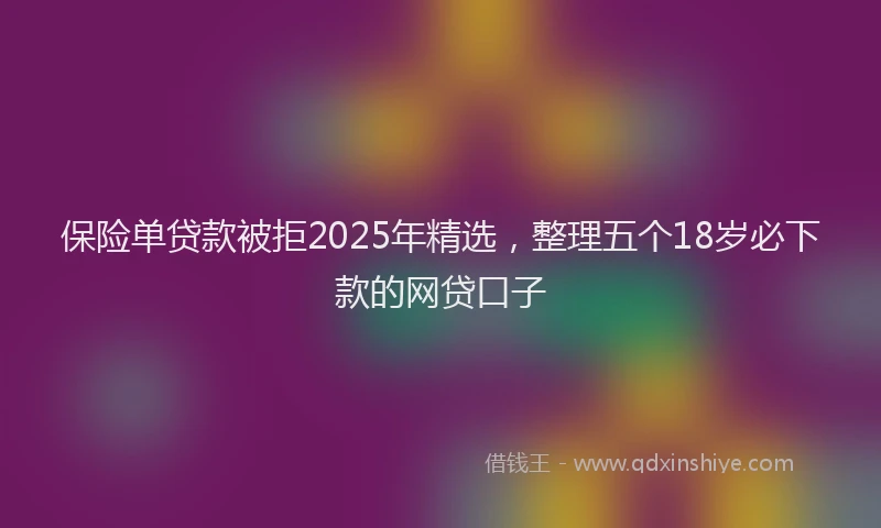 保险单贷款被拒2025年精选，整理五个18岁必下款的网贷口子