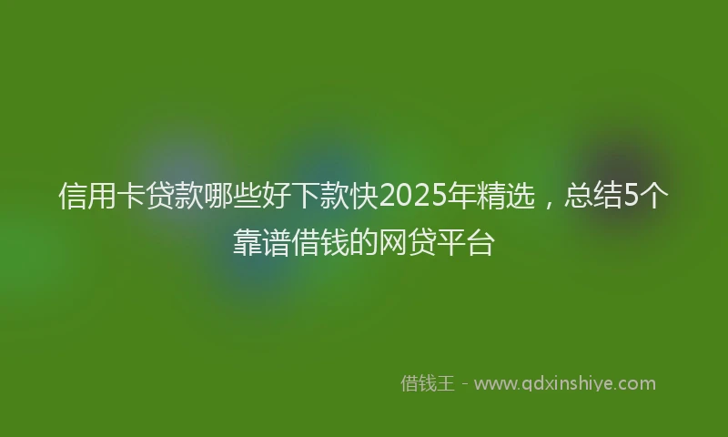 信用卡贷款哪些好下款快2025年精选，总结5个靠谱借钱的网贷平台